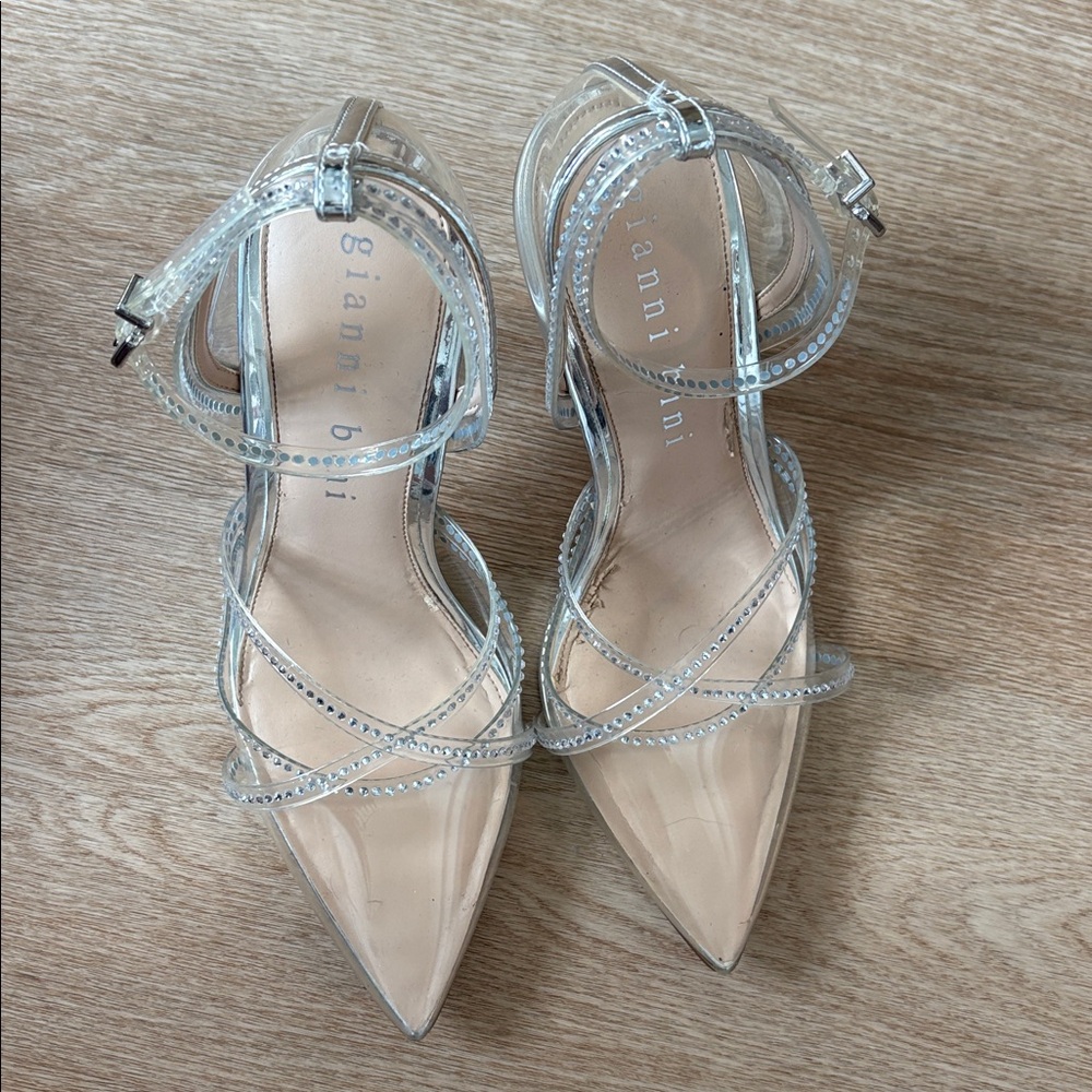 Gianni Bini Clear and Silver Strappy Heels - Picture 3 of 8